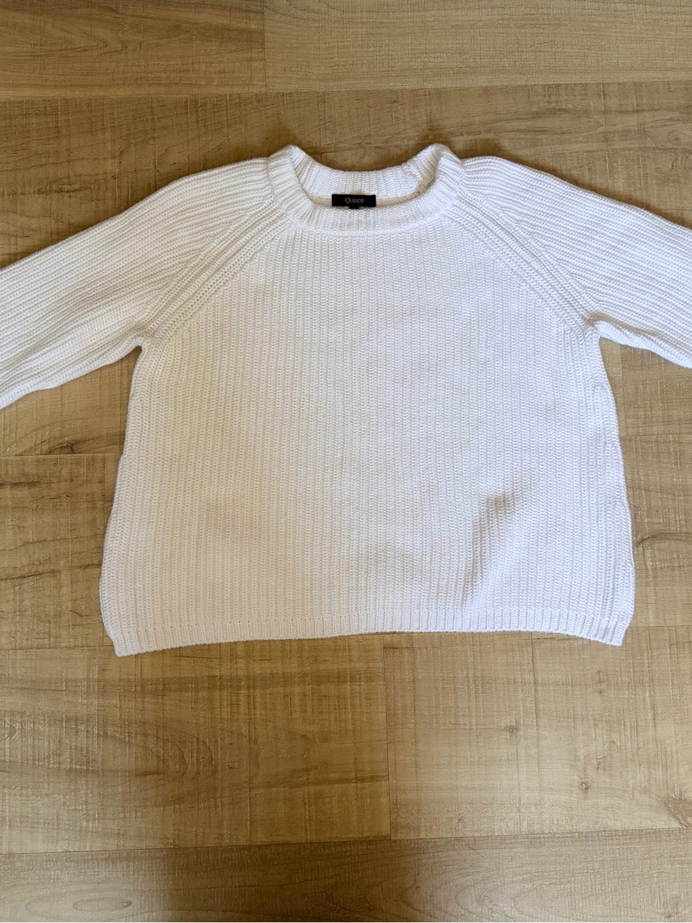 Quince White Crewneck Knit Sweater